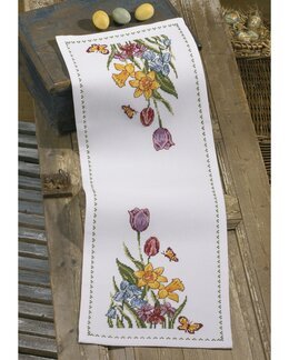 Stickpackung Tischläufer Frühlingsblumen