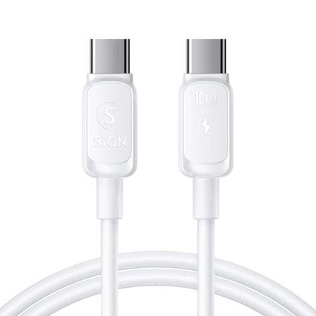 SiGN USB-C till USB-C Kabel 3m 100W - Vit