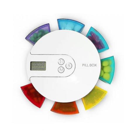 7 dagers automatisk pilleutdeler med alarmklokke Ukentlig pilleboks Elektronisk medisinbehandler