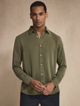 Green Casual Fit Lyocell Shirt