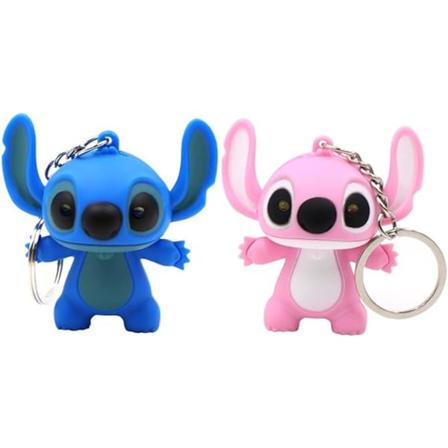 Vinyyli 2 kpl Stitch Cartoon Mallinnus Avaimenper LED Taskulamppu Avain R