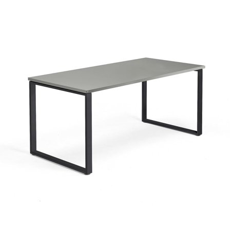 Desk QBUS, 1600x800 mm, O-frame, black frame, light grey