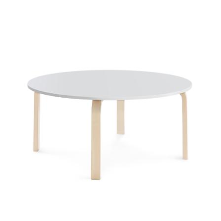 Tisch ELTON, Ø 1200x530 mm, Laminat weiß, Birke