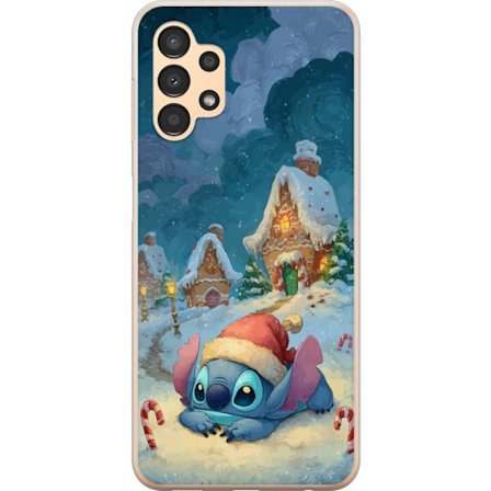 Kompatibel Mobilcover til Samsung Galaxy A13 Stitch i en nissehue i en sneklædt landsby med peberkagehus, drømmende vinterstil perfekt til hyggelige j
