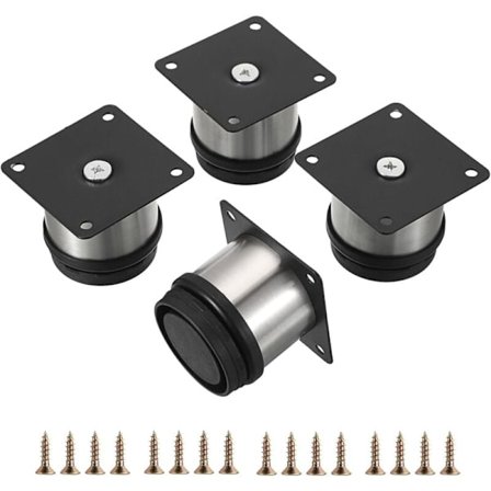 4x Justerbart møbelben rustfritt stål rund diameter 5cm Høyde 60mm