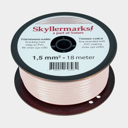 Fortinnet kobberkabel Skyllermarks RK, rund, enleder, 1.5 mm², 18 meter, hvid