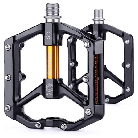 Cykepedaler med reflekser og 3 forseglede lag, aluminiumslegering, brede platformpedaler, cykel, 9/16 tommer, letvægt, skridsikker til mountainbike