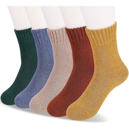 Damstrumpor, varma, termiska ull- och bomullsstrumpor, tjocka, mjuka, ljusa färger