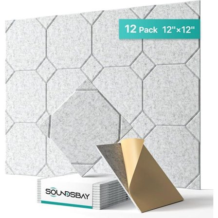12-pak Selvklæbende Akustikpaneler, Lydisolerende Plader 30x30cm til Dør, Loft, Hjemmekontor_OF