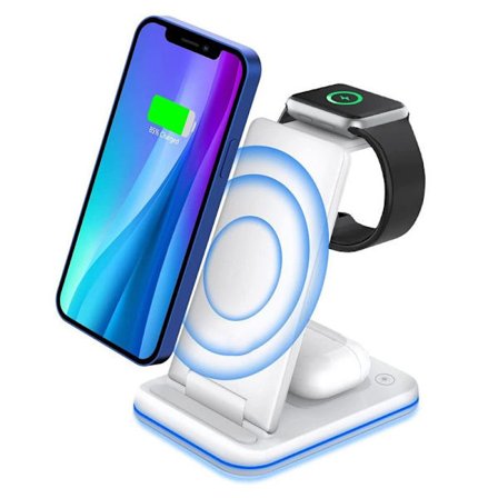 Trådløs oplader, induktiv opladningsstation til Apple Watch og hvid