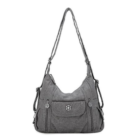 ANGEL KISS A-0118-5G PU Lær Skulderveske med Glidelås for Kvinner Justerbar Crossbody Veske