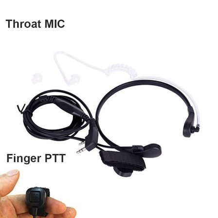 Throat Mic Ørestykke Headset Finger PTT For Baofeng UV5R 888s Ra