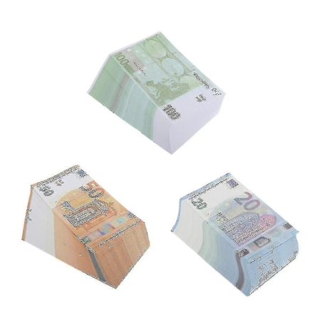 Rekvisiitta-rahaa, Premium-laatuinen leikkiraha, Paketti 300 kpl, Kopio 100/50/20 Euroa