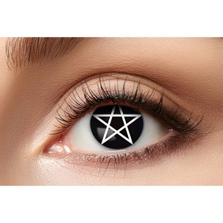 Partylinser sorte 3 mdr farvede linser halloween pentagram seje vilde uhyggelige