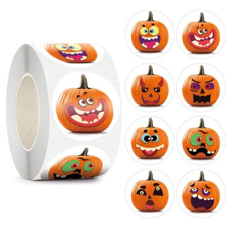 Halloween-klistermärken med pumpor 1 rulle/500 st Orange
