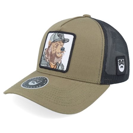 Bearded Man - Brown trucker Czapka Z Daszkiem - Bear Cap Man Coffee/Black/Black A-frame Trucker @ Hatstore