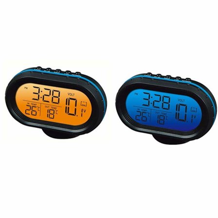 12V Bil Digitalt Termometer Voltmeter Ur Alarm Monitor, Ur