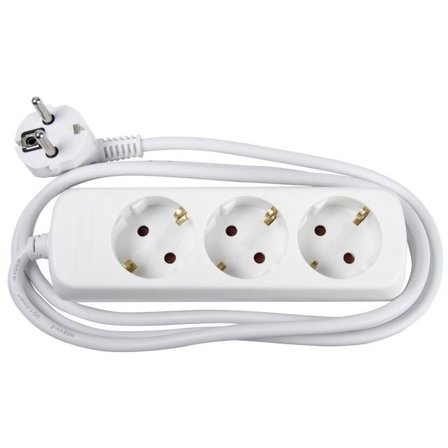 GELIA Grenuttag, AC 250 V, 3 utgångskontakter, vit - Lyreco - Kontorsmöbler och inredning - Elartiklar - Grenuttag