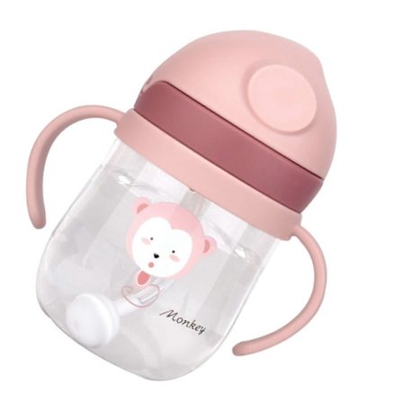 Kopp med sugerør 250ml Sikker Plast Småbarn Lekkasjesikker Luktfri Skala for Hjem Reise