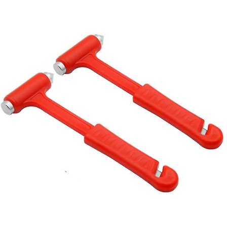 Hätäuloskäyntityökalut Auton Ikkunan Lasin Vasara Turvavyön Leikkuri (2 kpl, Punainen)