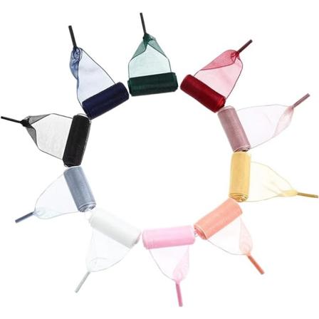10 paria satiininauhoja Organza pehmeät rennot litteät nauhakenkänauhat