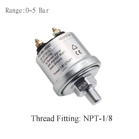 Motoroljetryckssensor med mätområde 0~5 bar /0~10 bar passande för bilbåt oljetrycksmätare M10 & NPT-1/8