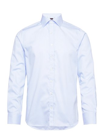 Oscar Jacobson Slim Fit Cut Away Non Iron Banker Stripe - Blue - 40