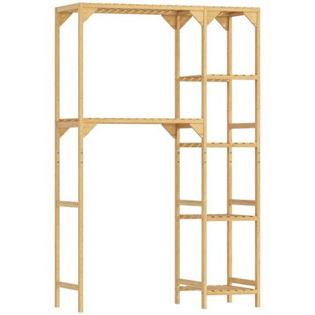 Pesukoneen hylly, bambu, 7 säädettävää hyllyä, tilaa säästävä