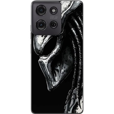 Kompatibelt Mobildeksel til Motorola Motorola Moto G75 Mørk og dramatisk illustrasjon av Predator-masken med metalliske teksturer, skygger og detalje