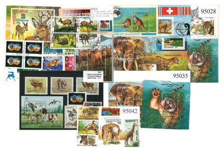 Dyr og fugle - 5 frimærkepakker samlet