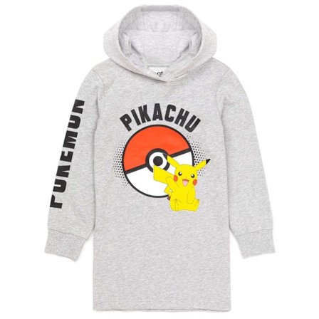 Pokemon Girls Pikachu Hoodie Klänning 5-6 År Grå