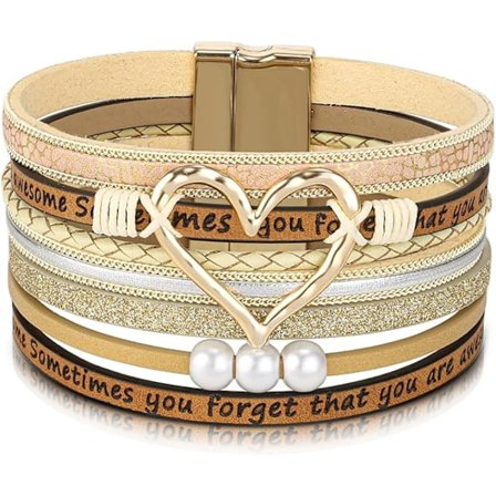 1 st. Inspirerande Hjärtformade Läderarmband för Kvinnor, SOMTIDER GLÖMMER DU ATT DU ÄR FANTASTISK Presenter till Kvinnor Tonårsflickor