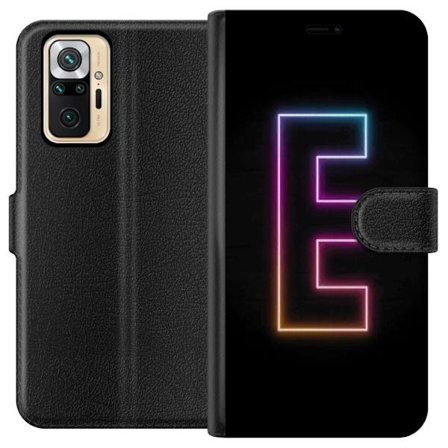 Kompatibel Tegnebogsetui til Xiaomi Xiaomi Redmi Note 10 Pro Minimalistisk neonbogstav E i lyse farver mod mørk baggrund i moderne og stilren design