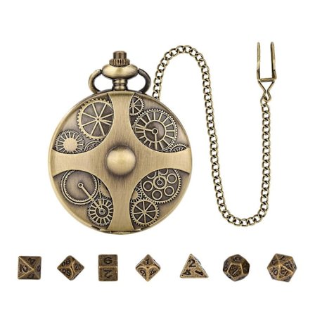 Mini DND Tärningsset Steampunk Kugghjul Fickur Tärningsset Metall D&D Tärningar Rollspel Brädspel Tillbehör för Bordsäventyr