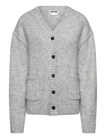 Weekday Loose Fit Knitted V-Neck Cardigan - Grey - M