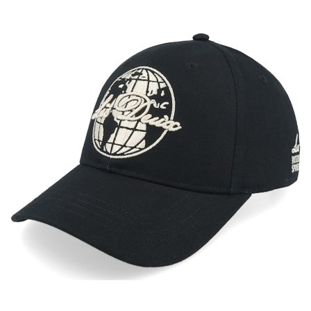 Les Deux - Globe Logo Baseball Cap Black Adjustable Adjustable Black Cap - @ Hatstore