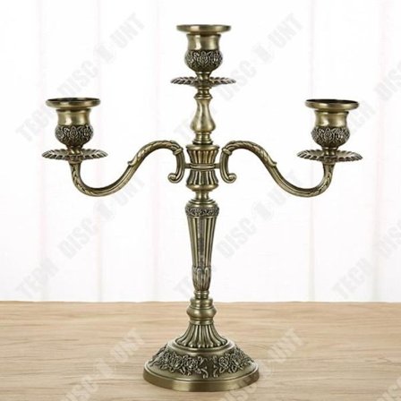 Kynttilänjalka - TECH DISCOUNT - Kolmipäisellä mallilla - Eurooppalainen retrotyyli - 28x28x13cm - Sinkkilegasta valmistettu metalli