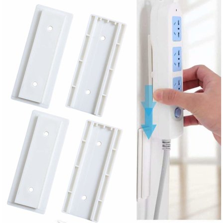 4 Par Selvklebende Strømbånds Veggfeste, Strømbånds Skrivebordsveggfeste, Enkleste Brakett Stativ for Strømbånd, WiFi Router