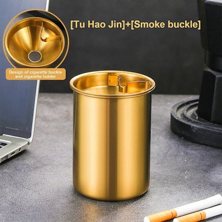 Askebæger i rustfrit stål, kommercielt hotelaskebæger, guldaskebæger med låg