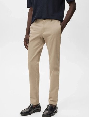 Mango Barna Slim-Fit Twill Chino Trousers - Beige - 54