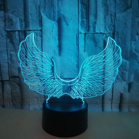 JUSTUP 3D Enkeli Siivet Yövalo Lamppu Illuusio Yövalo 7 Väriä Vaihtuva Kosketuskytkin Pöytä Työpöydän Koriste Lamput Lahja Akryyli Tasainen (Tyyli 2)