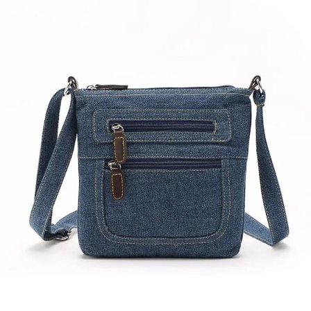 Yogodlns Mode blå denim axelväskor dam handväska klassisk budväska skolväskor dam cross-body sling bag