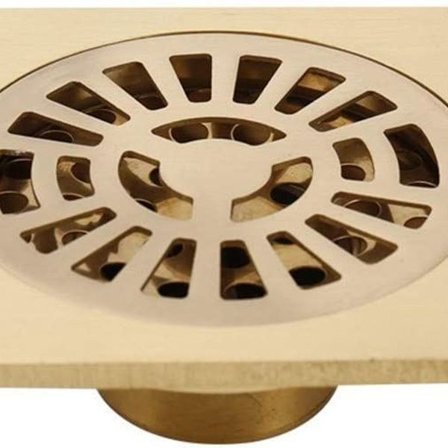 4" firkantet messing bruseafløb med aftageligt låg, hårafløb