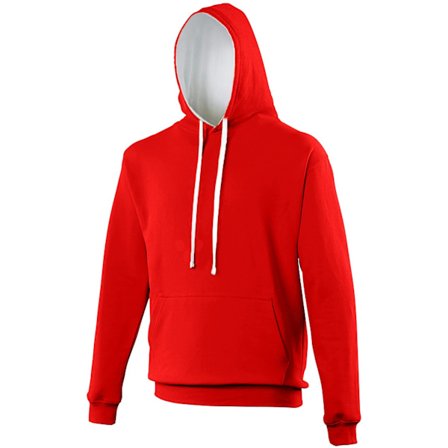 Awdis Varsity Hooded Sweatshirt / Hoodie 2XL Fire Red/Arctic Wh