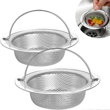 2-pak køkkenvask si, med løftehåndtag, anti-tilstopning afløbssi vask madfanger kurv