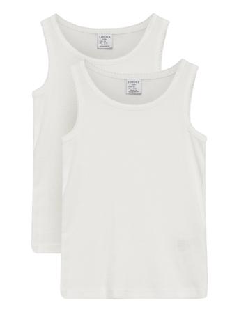 Tank Top 2 Pack Basic W Picot White Lindex