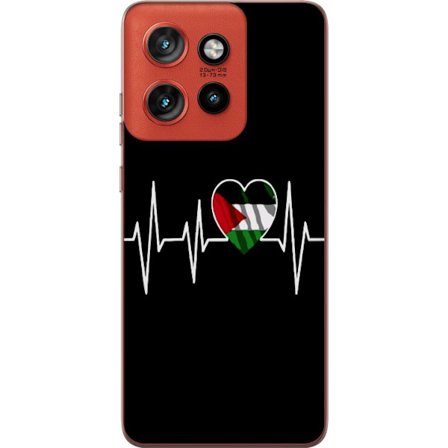 Kompatibelt Mobildeksel til Motorola Edge 50 Neo Palestina hjerte med EKG linje i flaggfarger svart rød hvit grønn symbol for kjærlighet styrke og fri