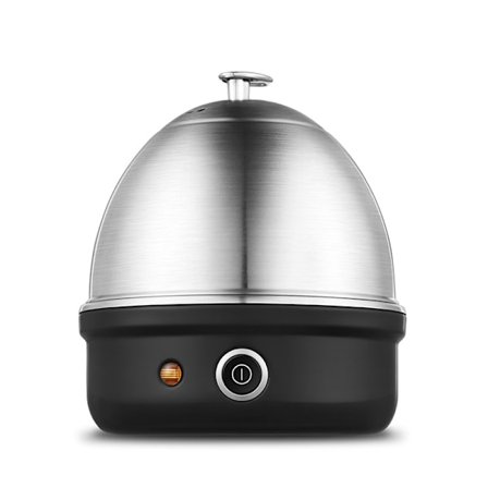 Æggekoger med bakke i rustfrit stål koger hurtigt 7 æg, automatisk slukning (sort)