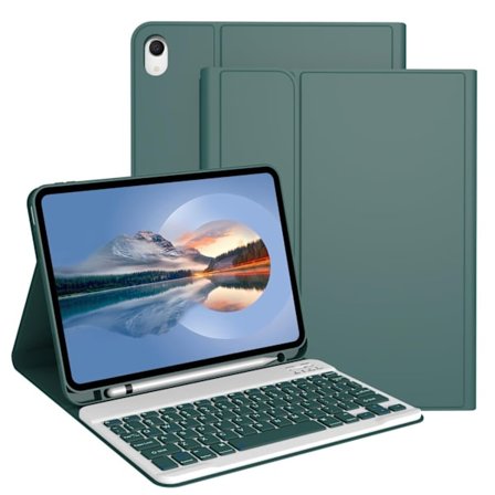 Fodral för iPad 5/6 Air1/2 9,7 tum mörkgrönt tangentbord Bluetooth