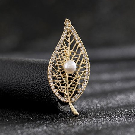 Guld pärlblad Högkvalitativ kvinnlig brosch koreansk temperament ärta